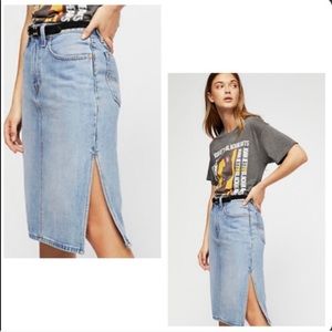 Levi’s Premium Denim Side Slit Midi Skirt sz 27